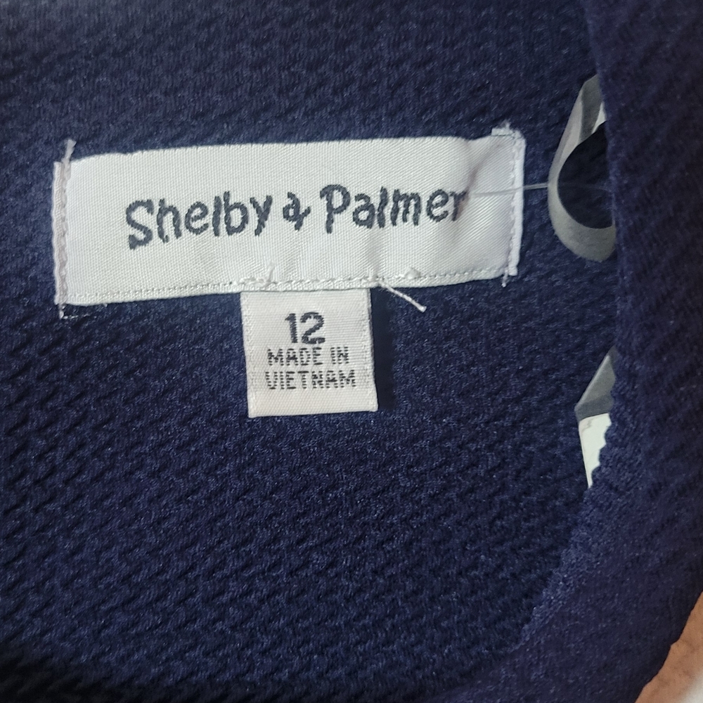 Beautiful Shelby & Palmer Navy and White One-Shoulder Polka Dot Dress - Picture 3 of 4